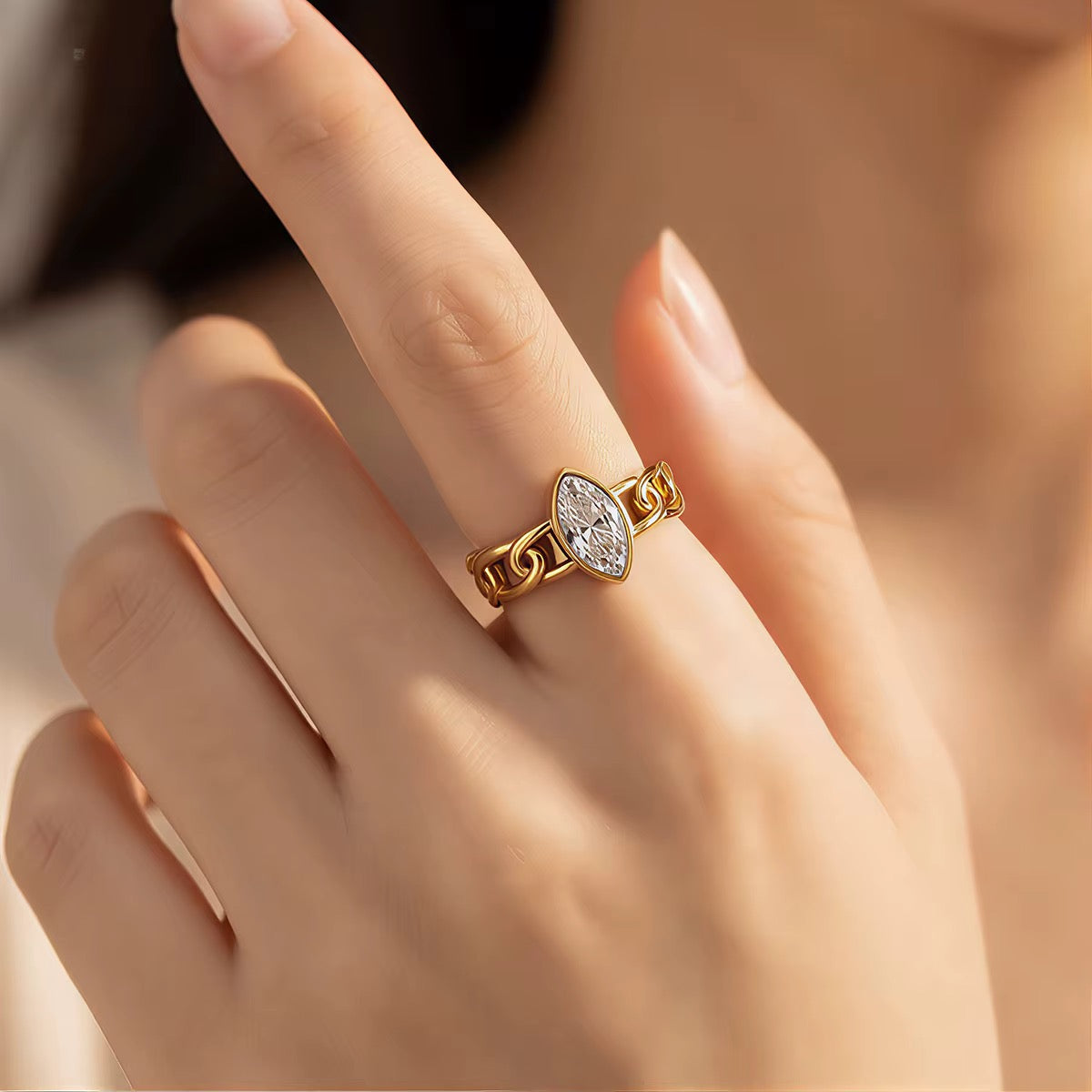 The Marquise Link Ring